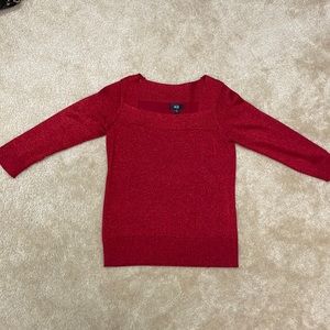 Small AGB shimmery red light weight Christmas sweater. Nice color and style.